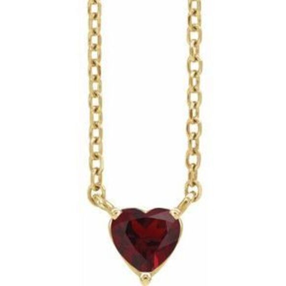 Kazi Luxury 14K Yellow Gold Natural Mozambique Garnet Heart 16-18